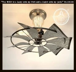 Farmhouse Galvanized Windmill Ceiling Light 16"