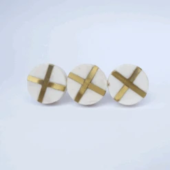 White Stone + Gold Round Knob(Copy Of Gray Stone Hammered Copper Round Knob 1)