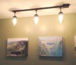 Rustic Mason Jar TRACK LIGHT Chain Trio Of Vintage Quarts -The Lamp Goods track lighting