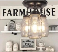 Mason Jar LIGHT FIXTURE New Quart Chain Trio -The Lamp Goods trio
