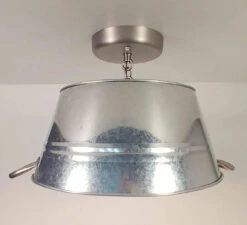 Galvanized Laundry Wash Tub Ceiling Light -The Lamp Goods tublightceilingfarmhousegalvanizedmetallightingfixturelaundryroomrusticsilver 3