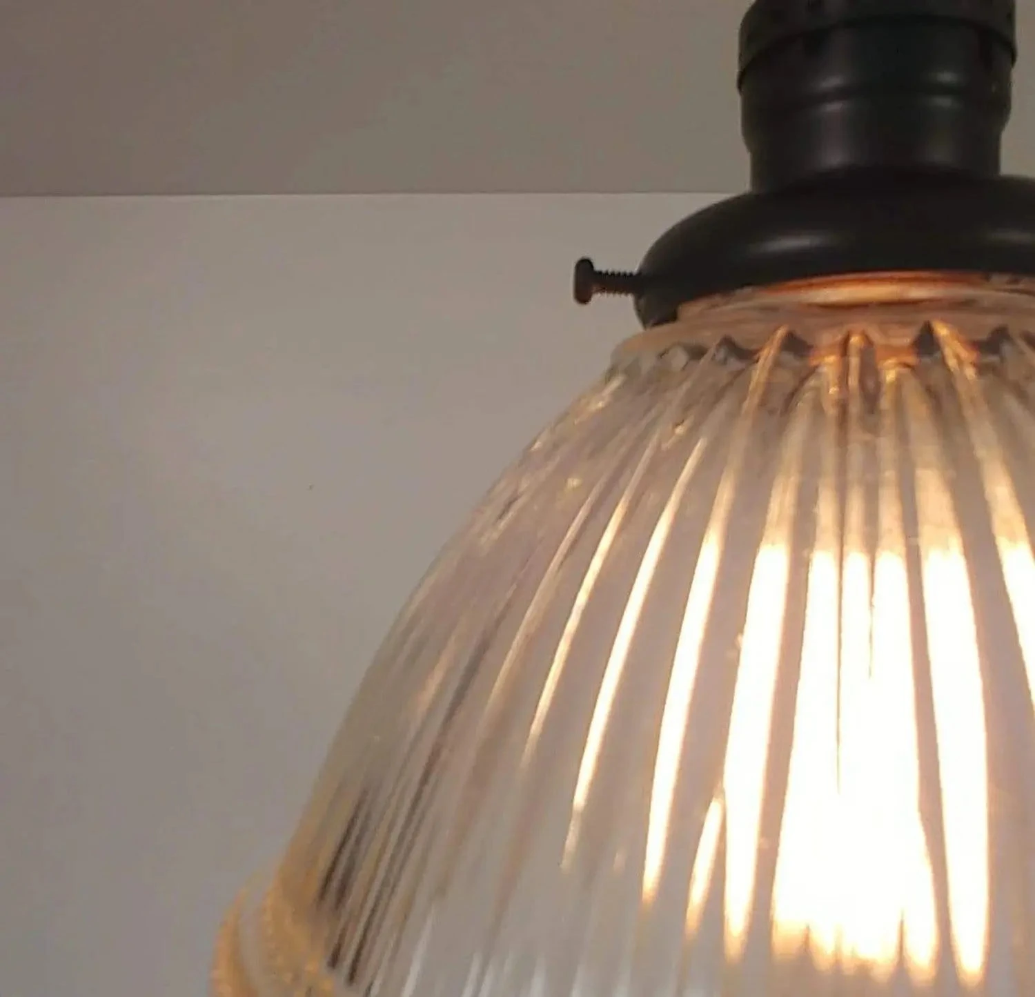 Vintage Factory Holophane Glass With Exposed Socket Light 7 Vintage Factory Holophane Glass With Exposed Socket Light - Image 5