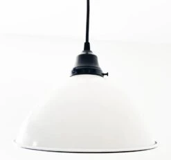 Large White Enamel Farmhouse Pendant Light -The Lamp Goods whiteenamelandblackhanginglamplighting edited 1