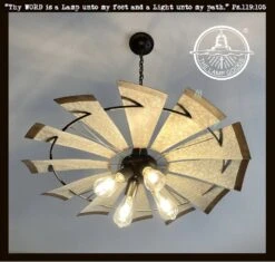 Farmhouse Windmill Chandelier Lighting Fixture 30"