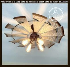 Farmhouse Windmill Light Fixture Flush Mount Ceiling Light 30"
