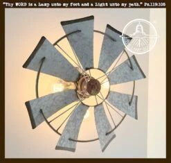 Galvanized Windmill Farmhouse Wall Sconce Light